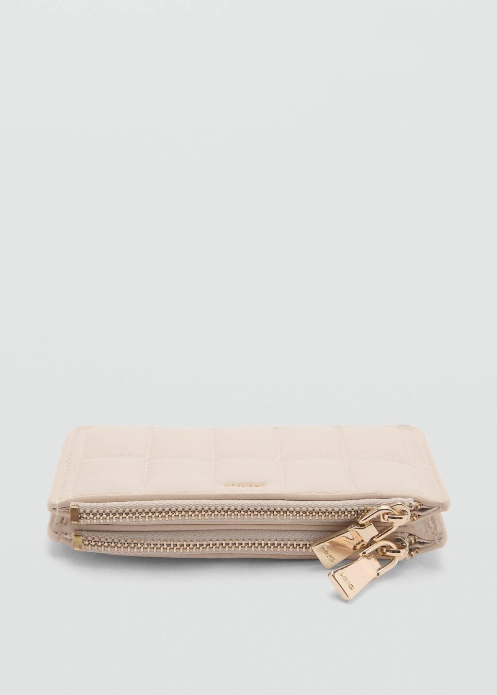 White Leather-Effect Padded Purse, Natural White, large image number 1