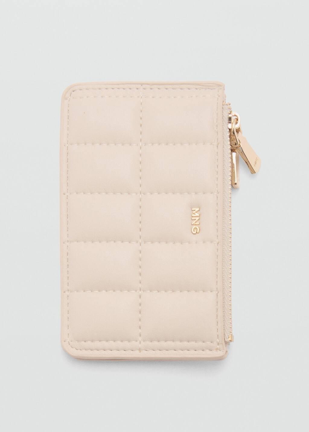 White Leather-Effect Padded Purse, Natural White, large image number 2