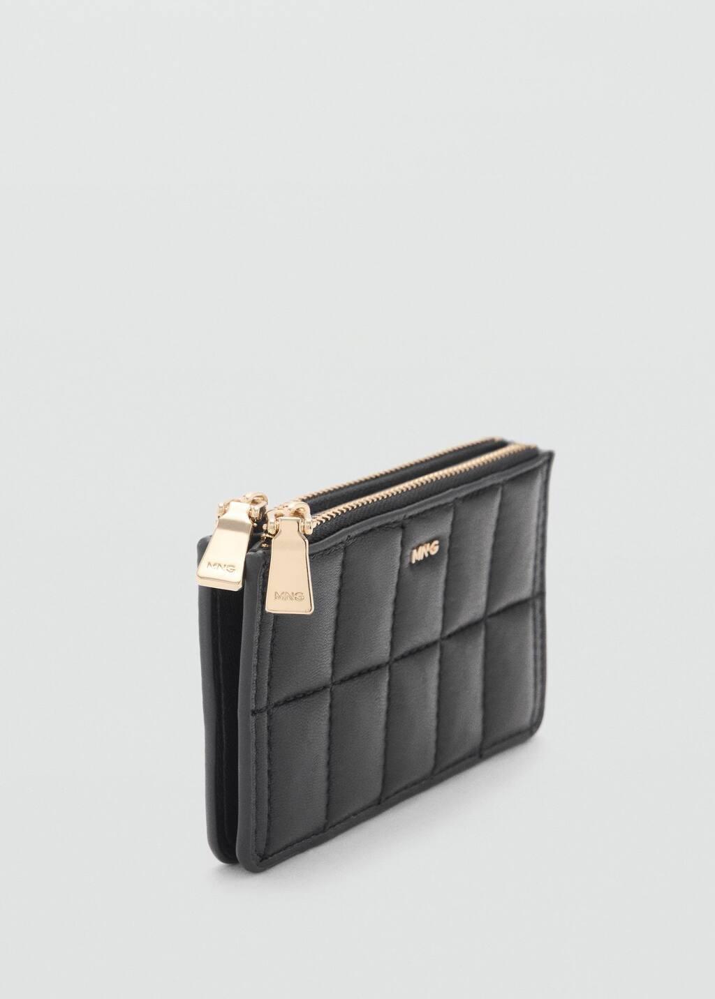 Black Leather-Effect Padded Purse, Black, large image number 0