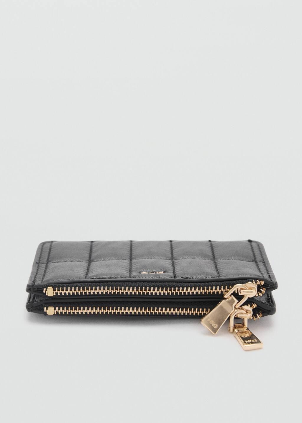 Black Leather-Effect Padded Purse, Black, large image number 1