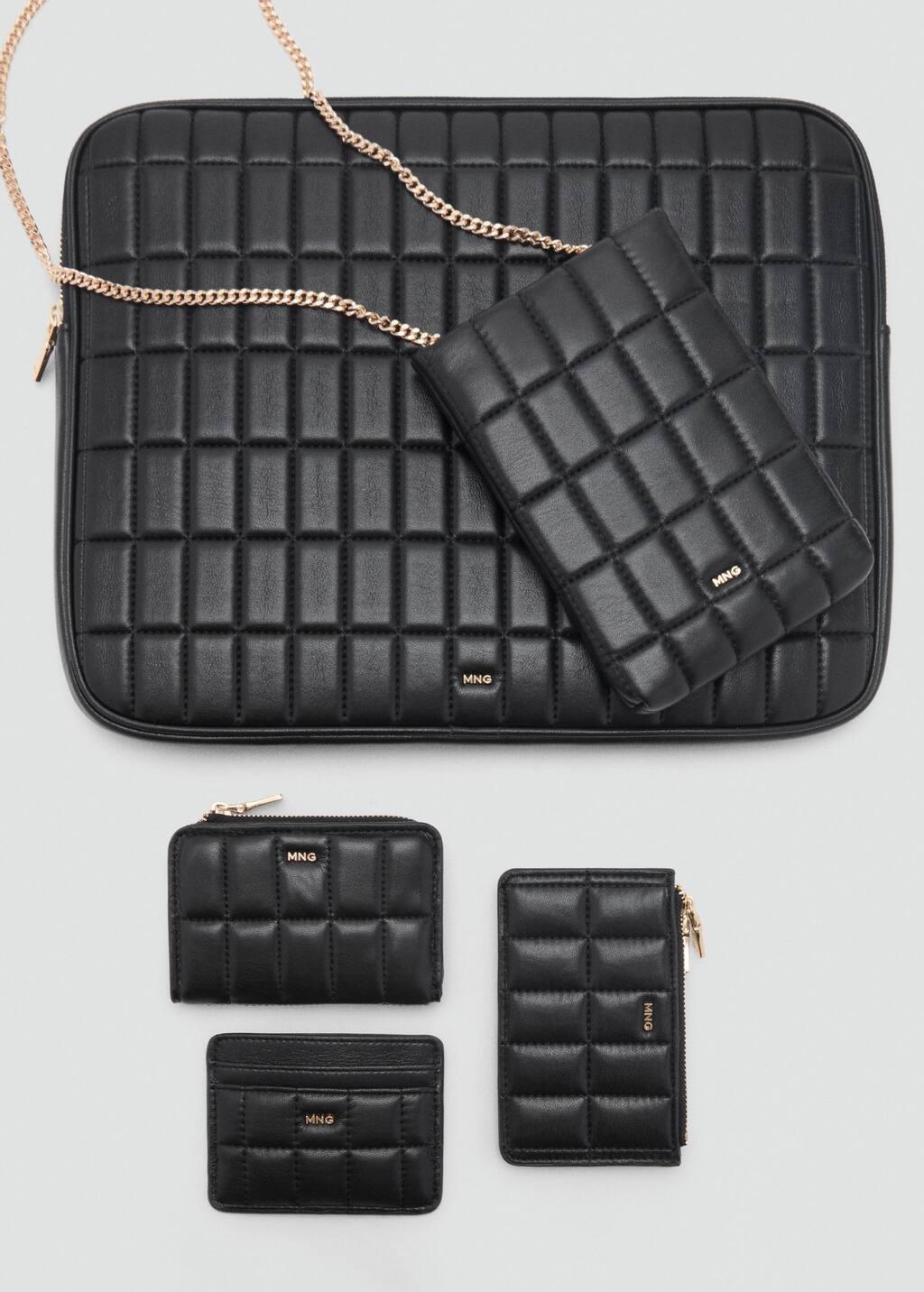 Black Leather-Effect Padded Purse, Black, large image number 2