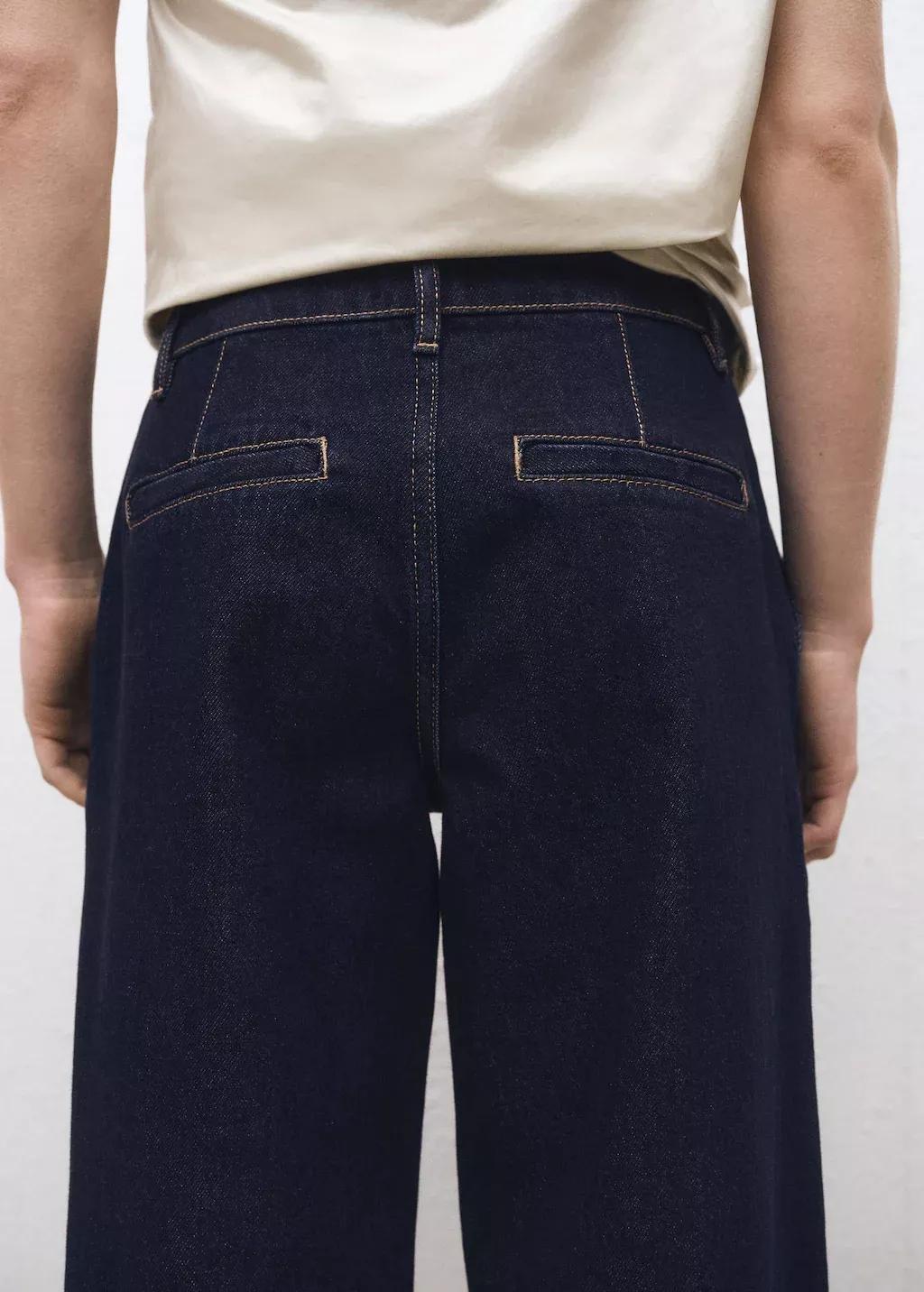 Blue Rinse-Wash Wideleg Jeans With Pleats, , large image number 6
