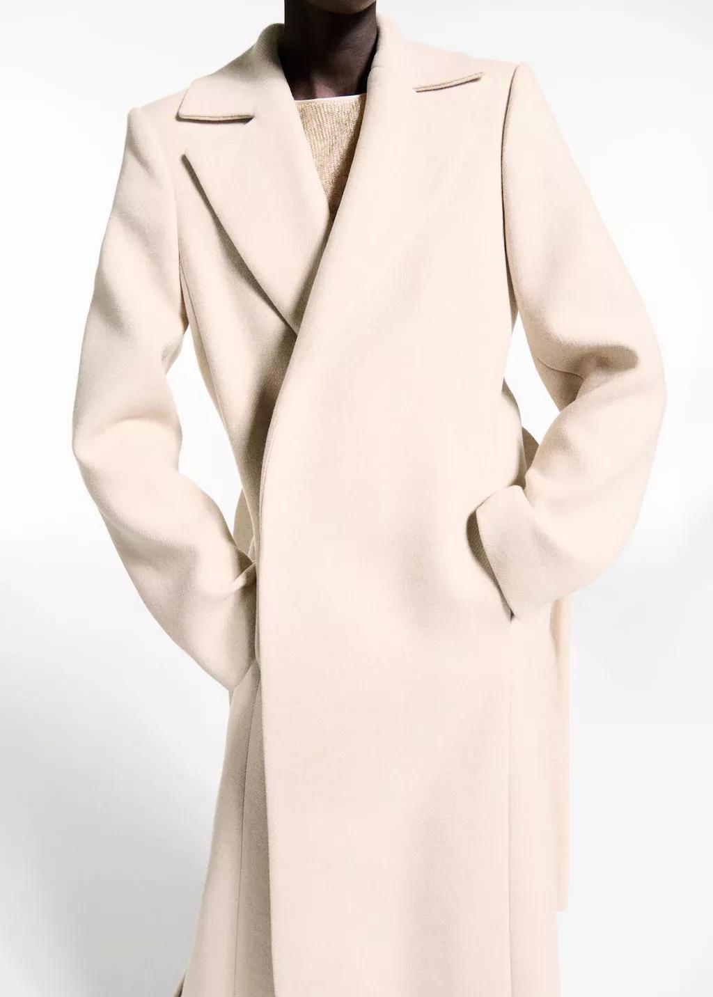 Mango Grey Lt Pastel Manteco Wool Coat With Detachable Fur