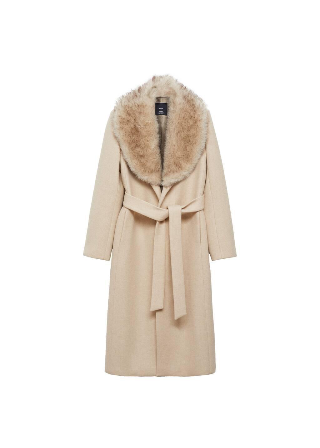 Grey Lt Pastel Manteco Wool Coat With Detachable Fur Collar, , large image number 4