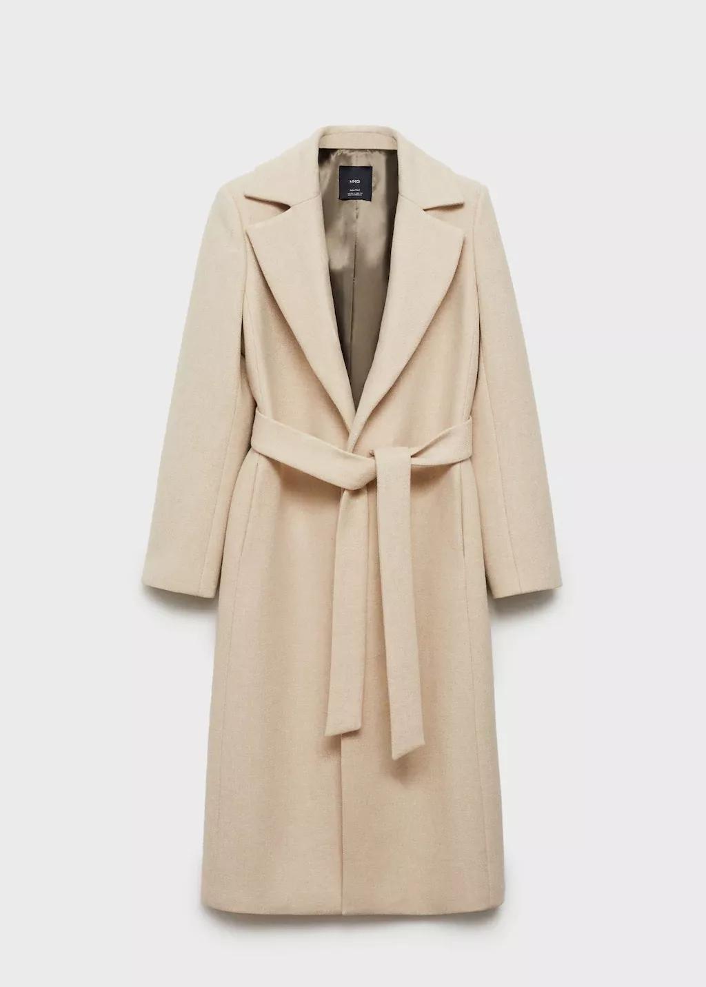 Mango Grey Lt Pastel Manteco Wool Coat With Detachable Fur