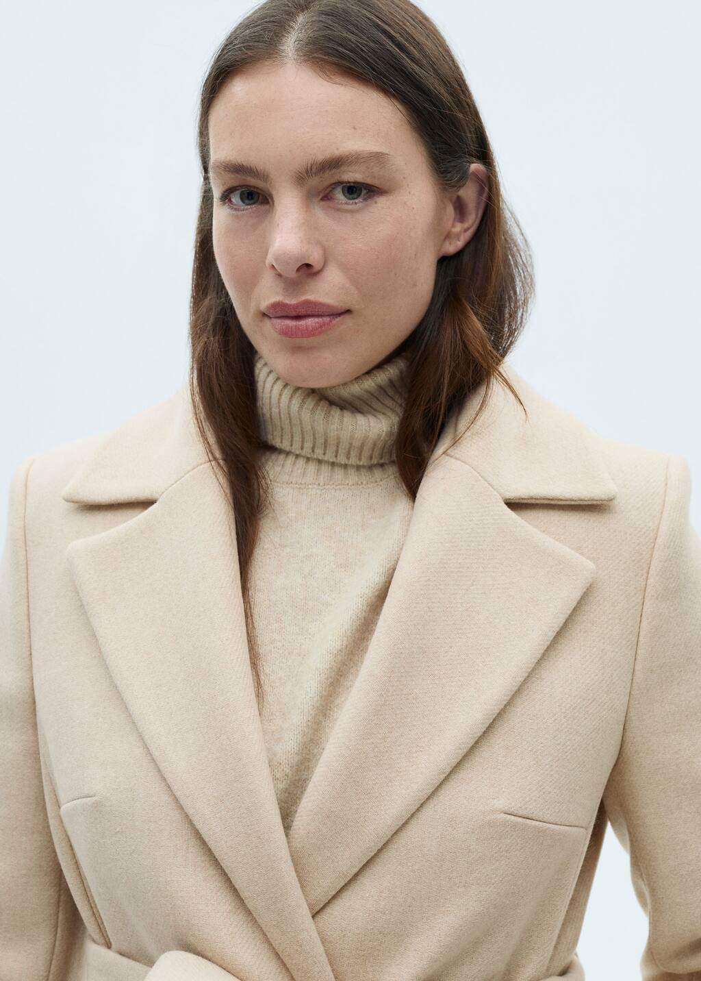 Grey Lt Pastel Manteco Wool Coat With Detachable Fur Collar, , large image number 6