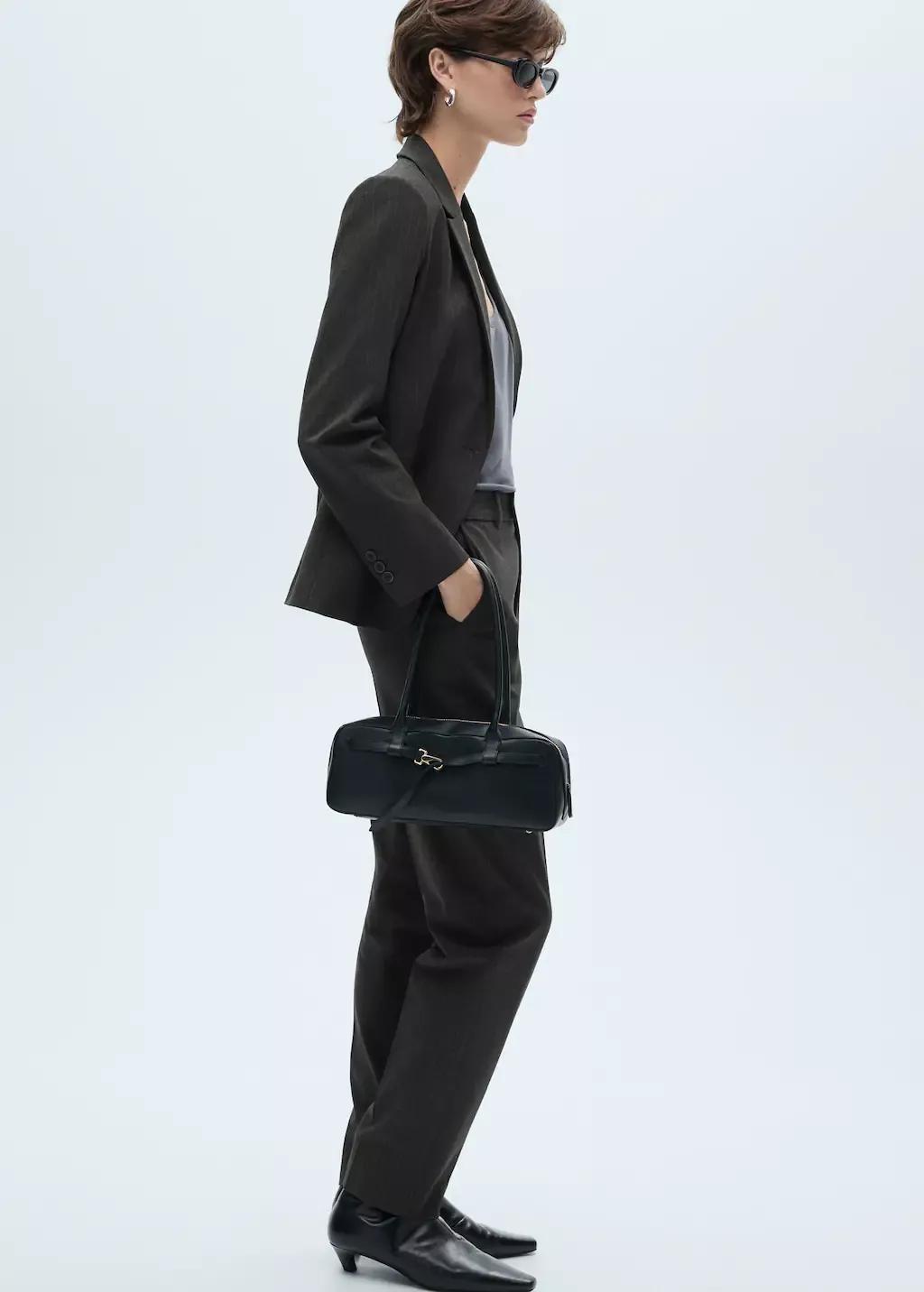 Grey Pinstripe Suit Trousers, , large image number 2