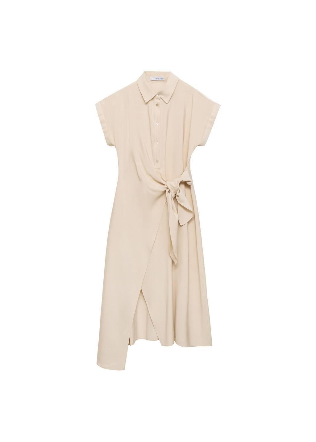 Light Beige Knot Shirt Midi Dress, , large image number 4