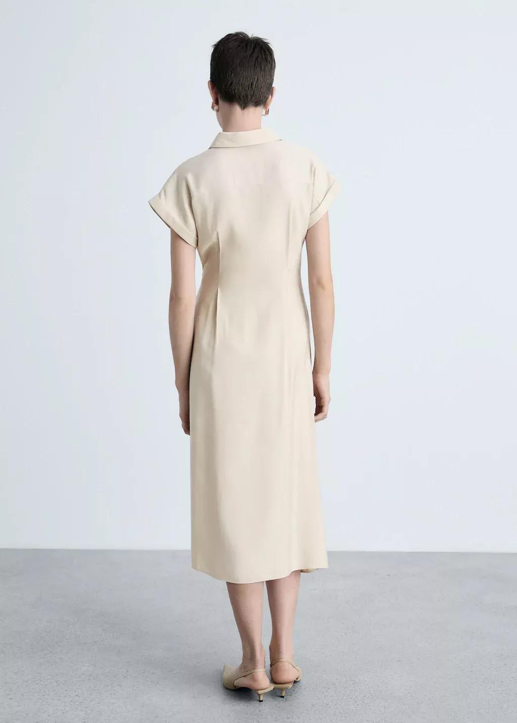 Light Beige Knot Shirt Midi Dress, , large image number 5