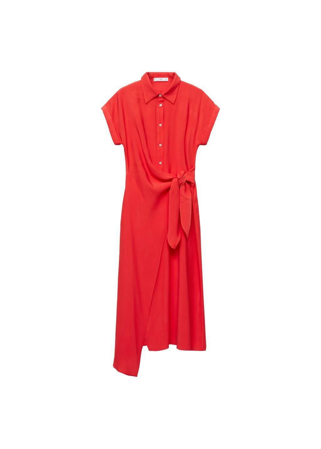 Red Plain Shirt Dress, , large image number 4