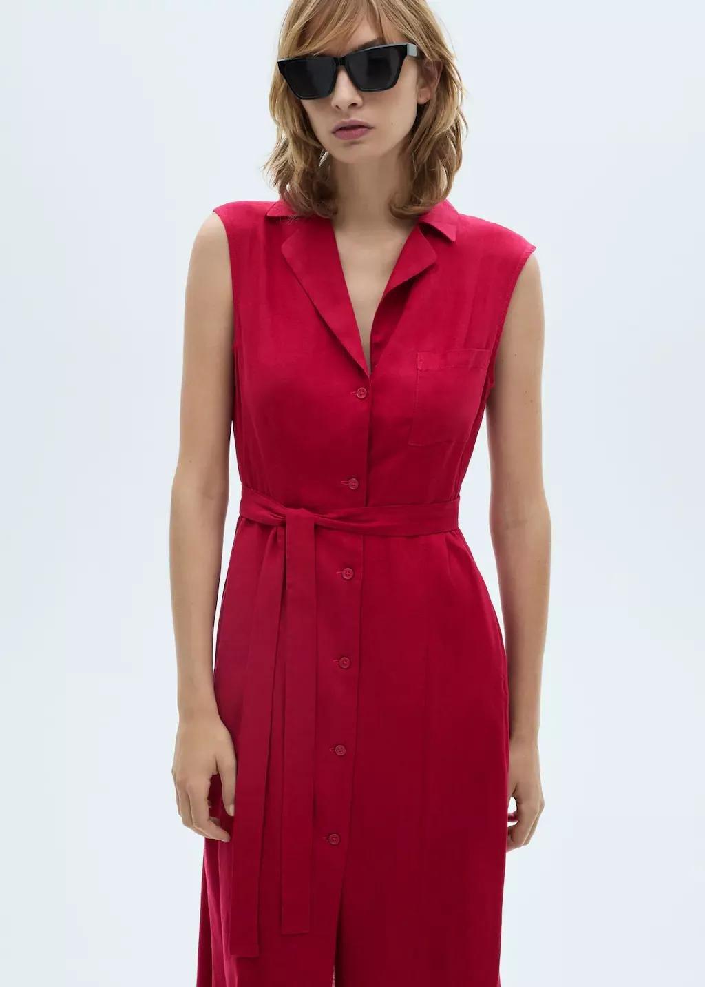 Pink Belt Shirt Dress, , large image number 0