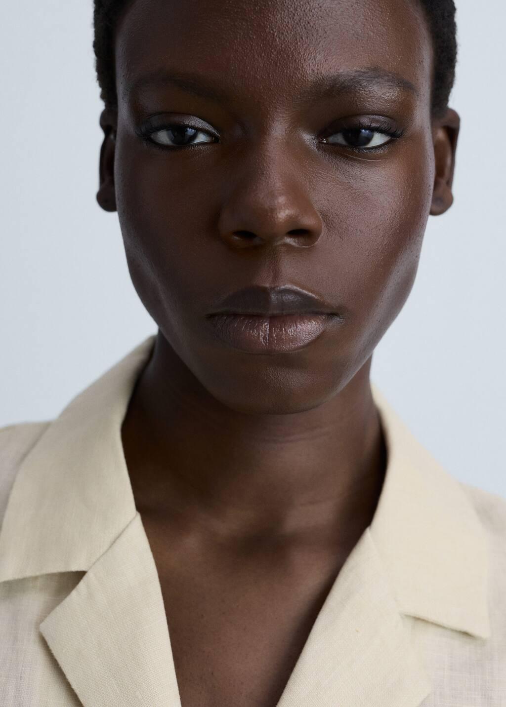 Light Beige Button Down Cropped Shirt, , large image number 1