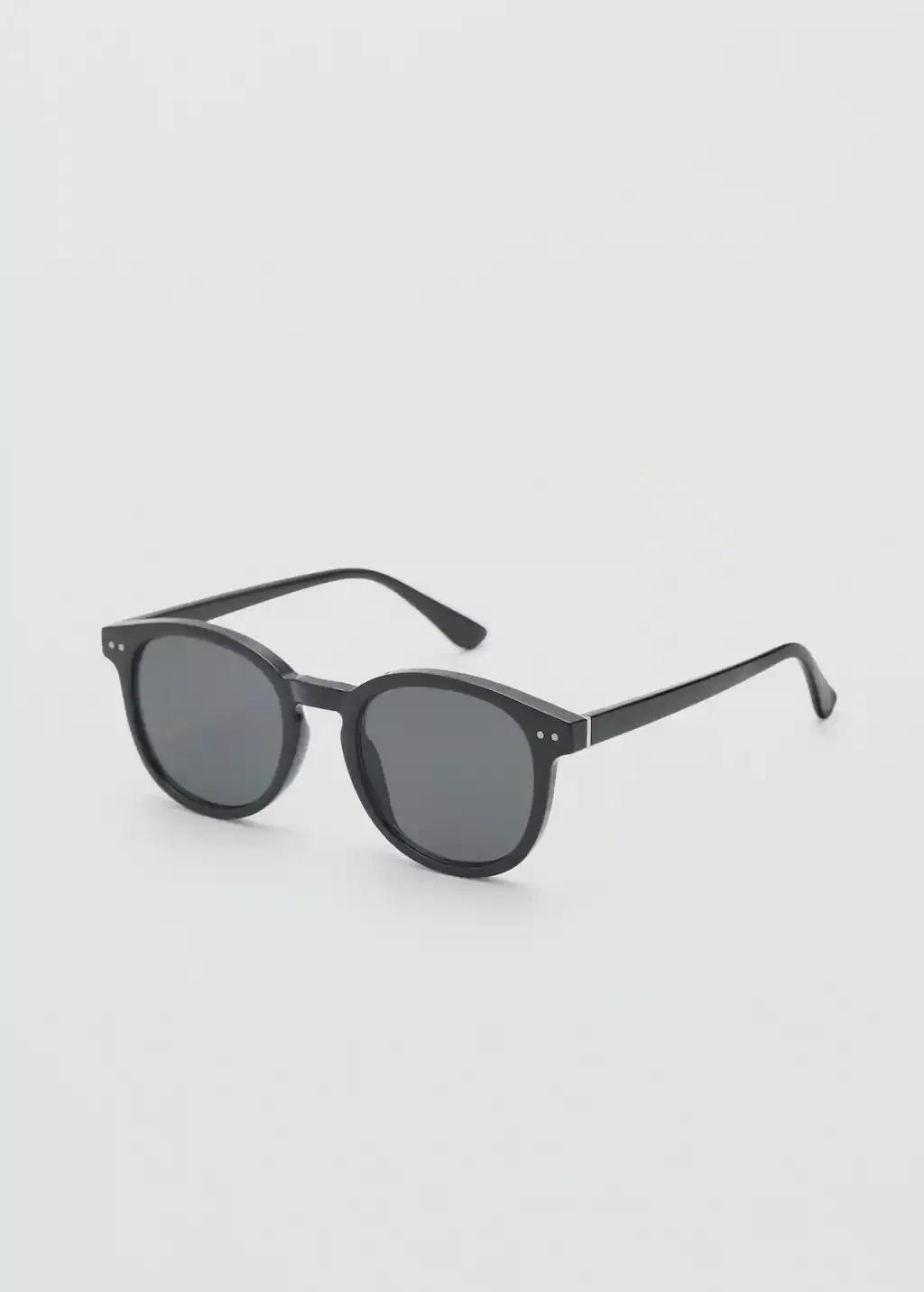 Black Round-Framed Sunglasses, Black, large image number 0