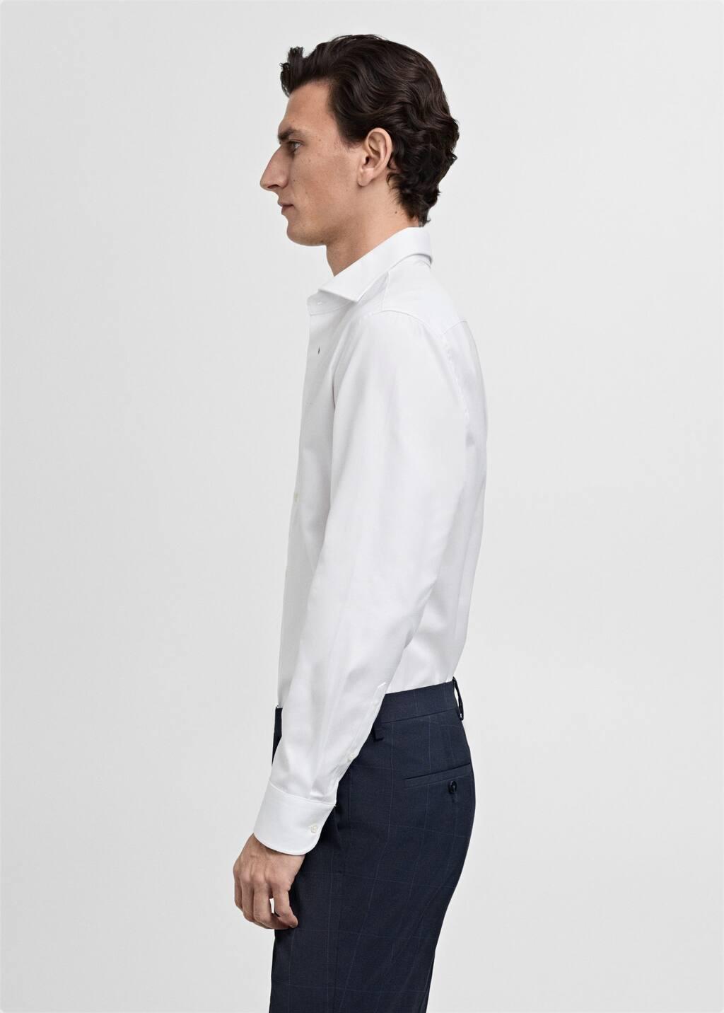 White 100% Cotton Slim-Fit Suit Shirt, , large image number 1