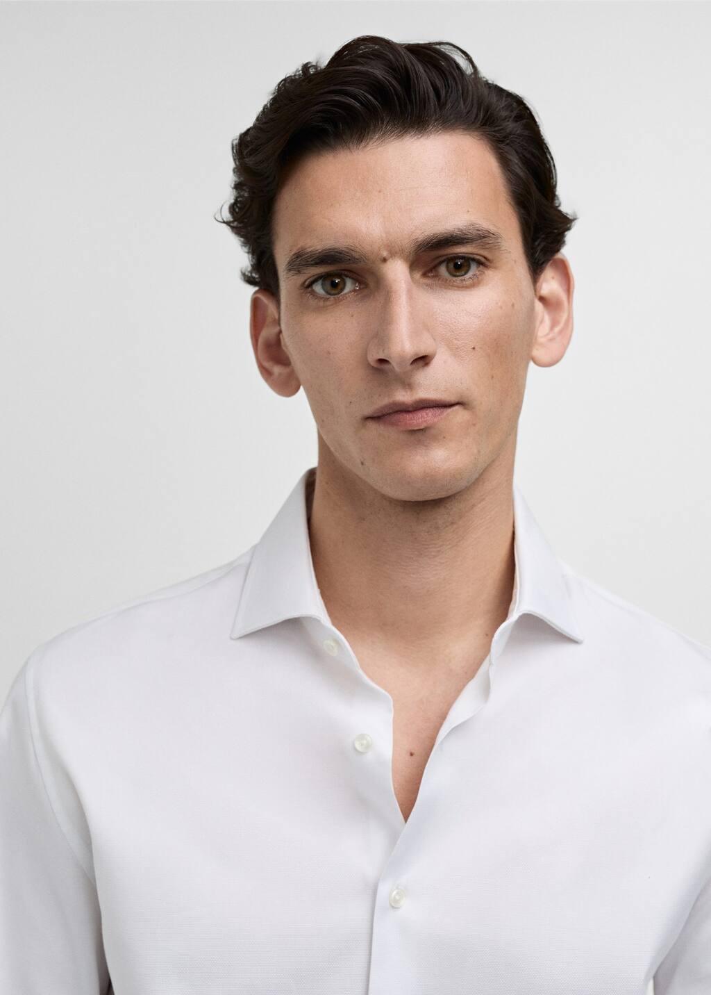 White 100% Cotton Slim-Fit Suit Shirt, , large image number 2