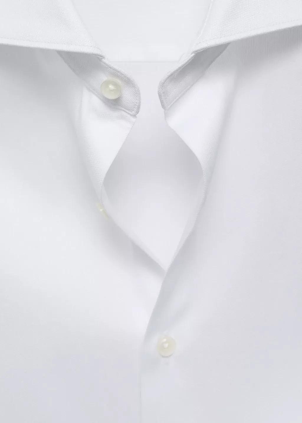 White 100% Cotton Slim-Fit Suit Shirt, , large image number 3