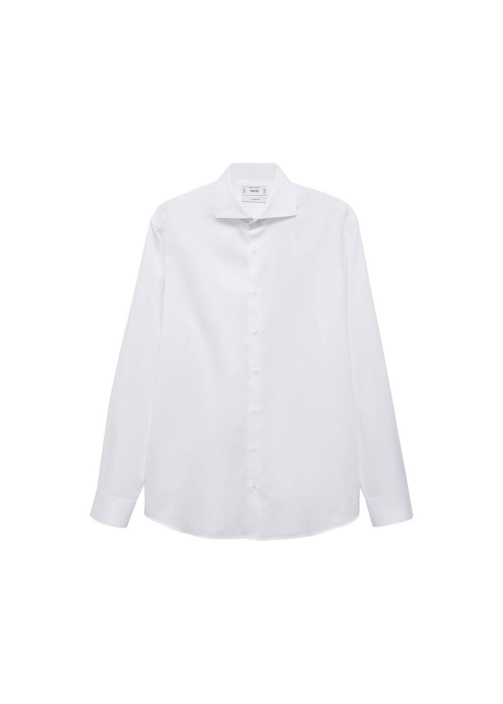 White 100% Cotton Slim-Fit Suit Shirt, , large image number 4