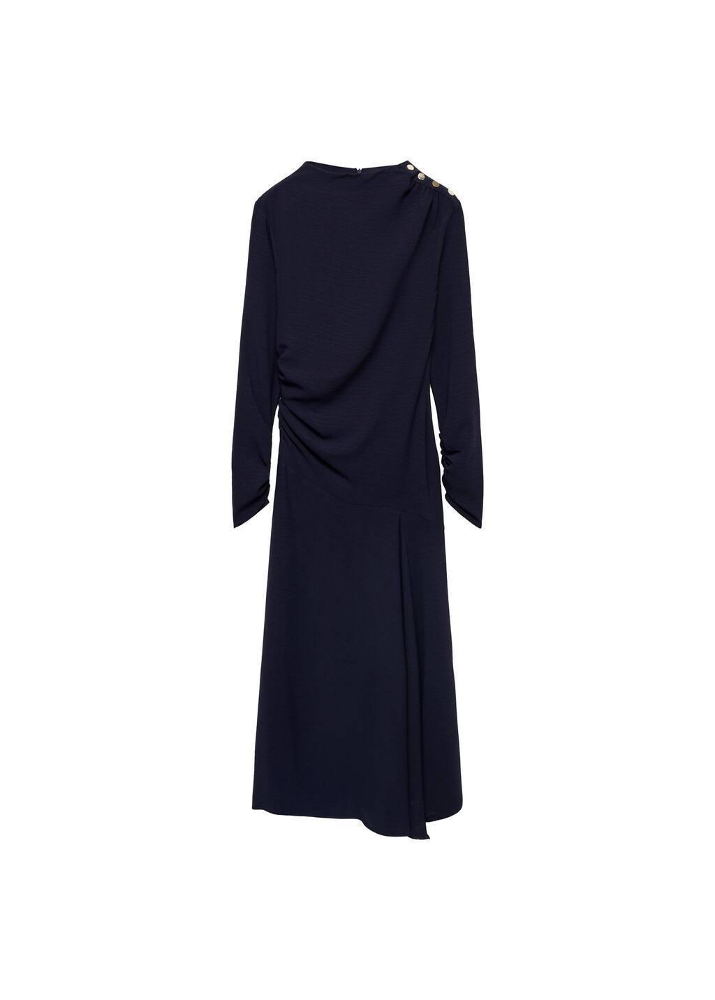 Blue Asymmetrical Pleated Dress, , large image number 3