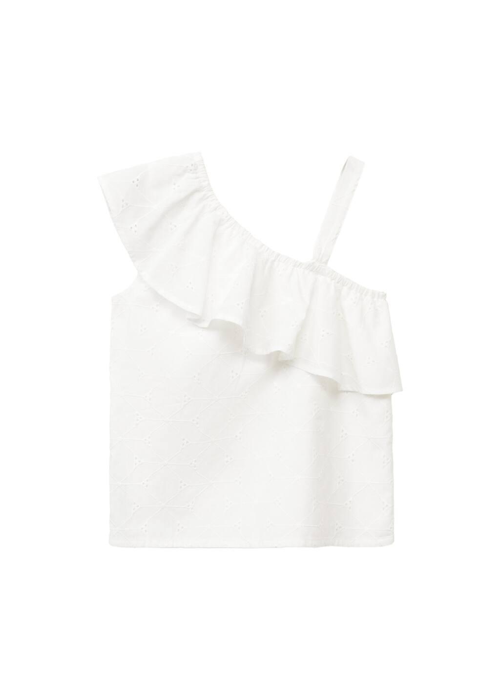 White Embroidered Detail T-Shirt, Kids Girl, , large image number 0
