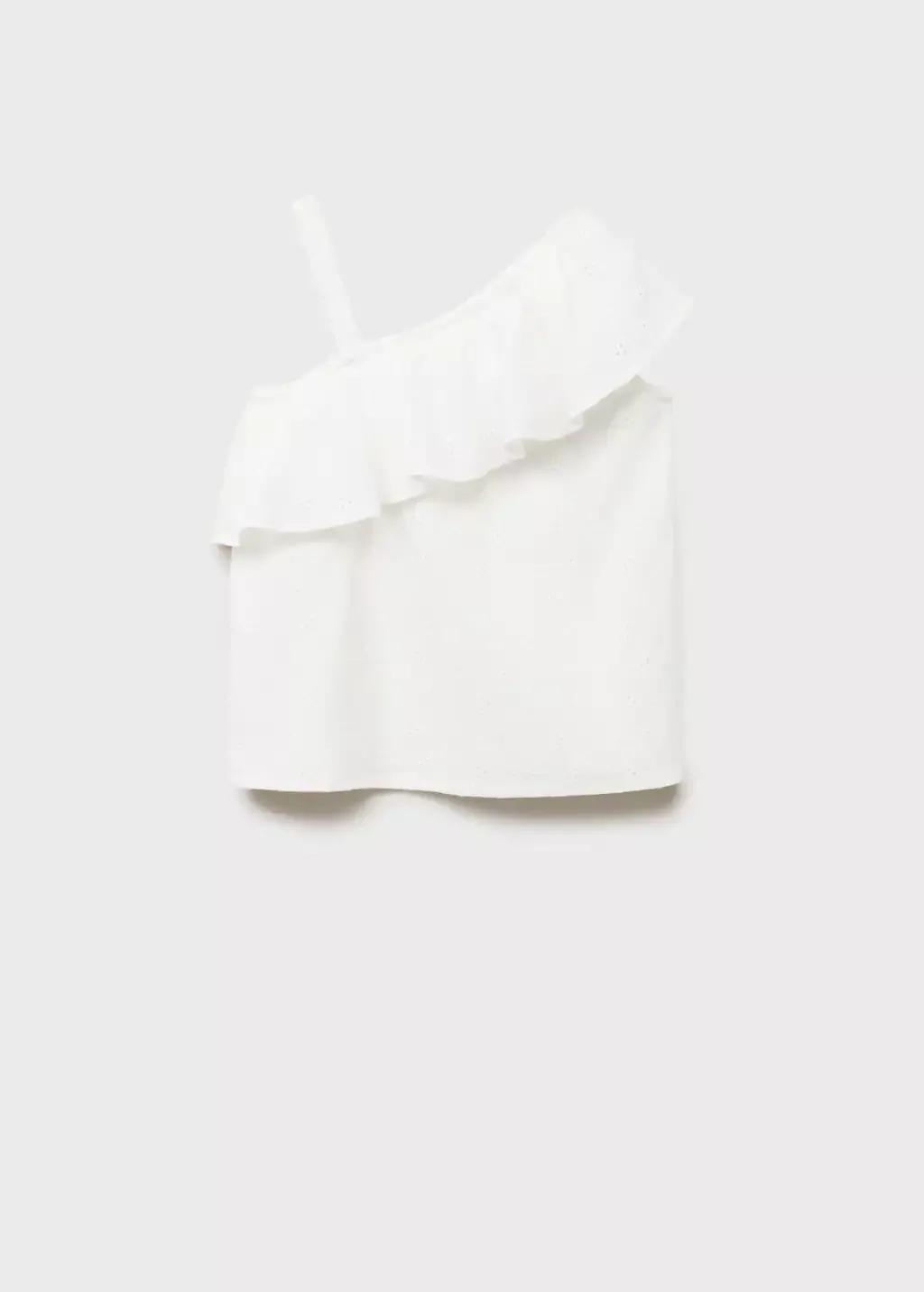 White Embroidered Detail T-Shirt, Kids Girl, , large image number 1