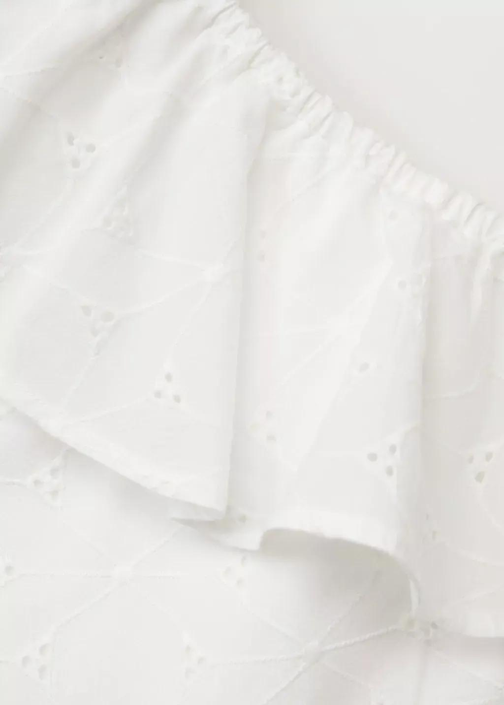 White Embroidered Detail T-Shirt, Kids Girl, , large image number 2