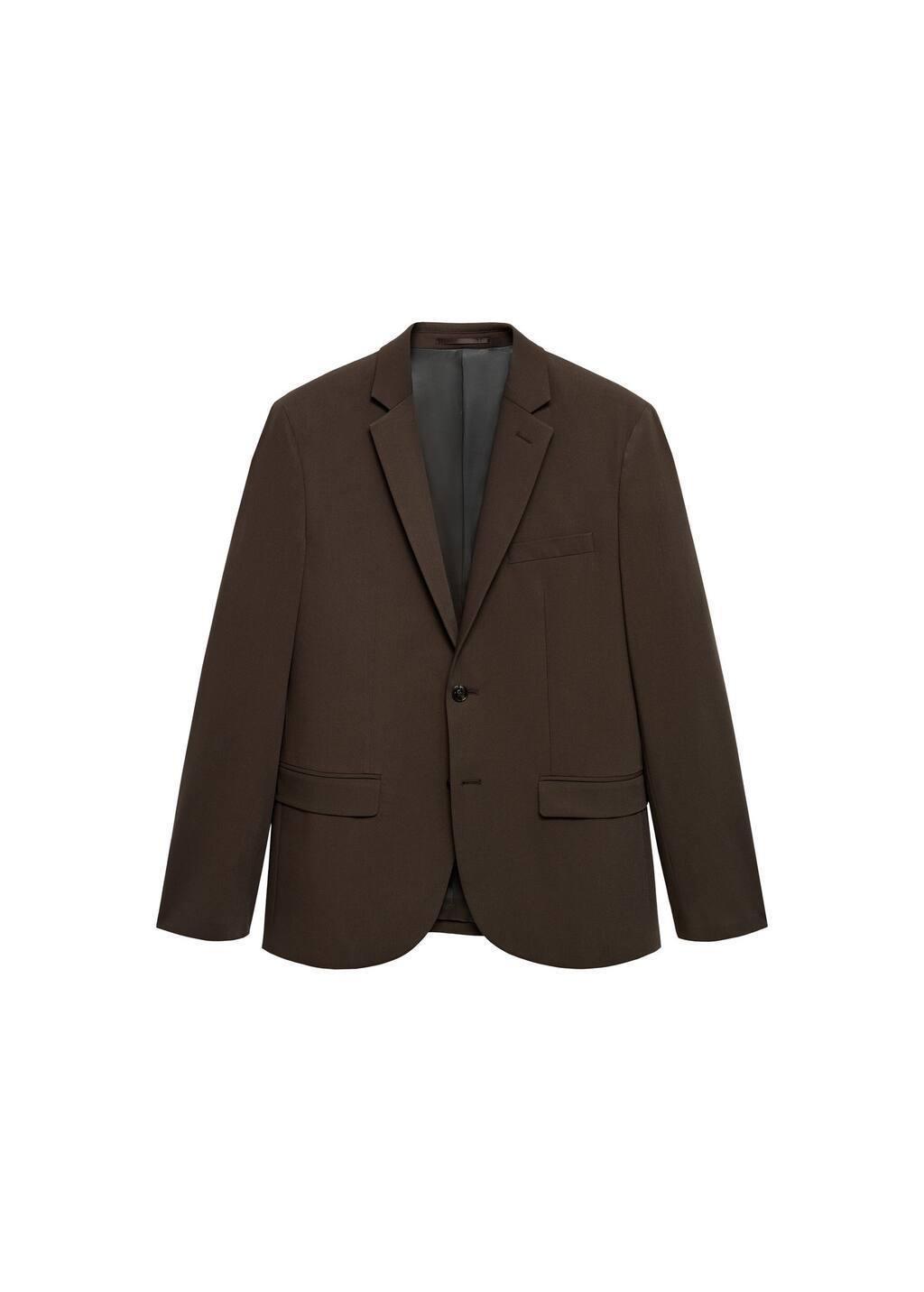 Brown Plain Suit Blazer, , large image number 5