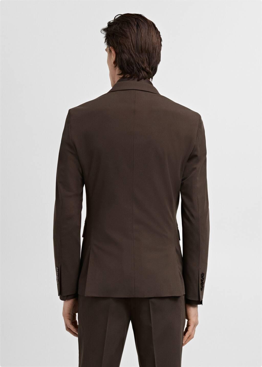Brown Plain Suit Blazer, , large image number 7