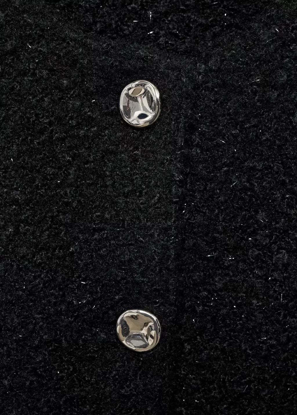 Black Shearling Jacket With Shiny Detail, , large image number 2