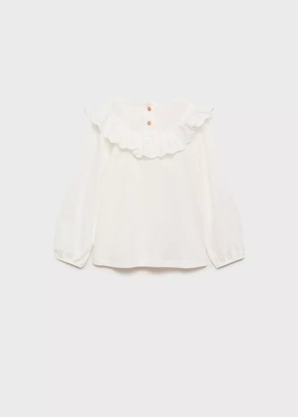 White Ruffle Cotton T-Shirt, Baby Girl, , large image number 4