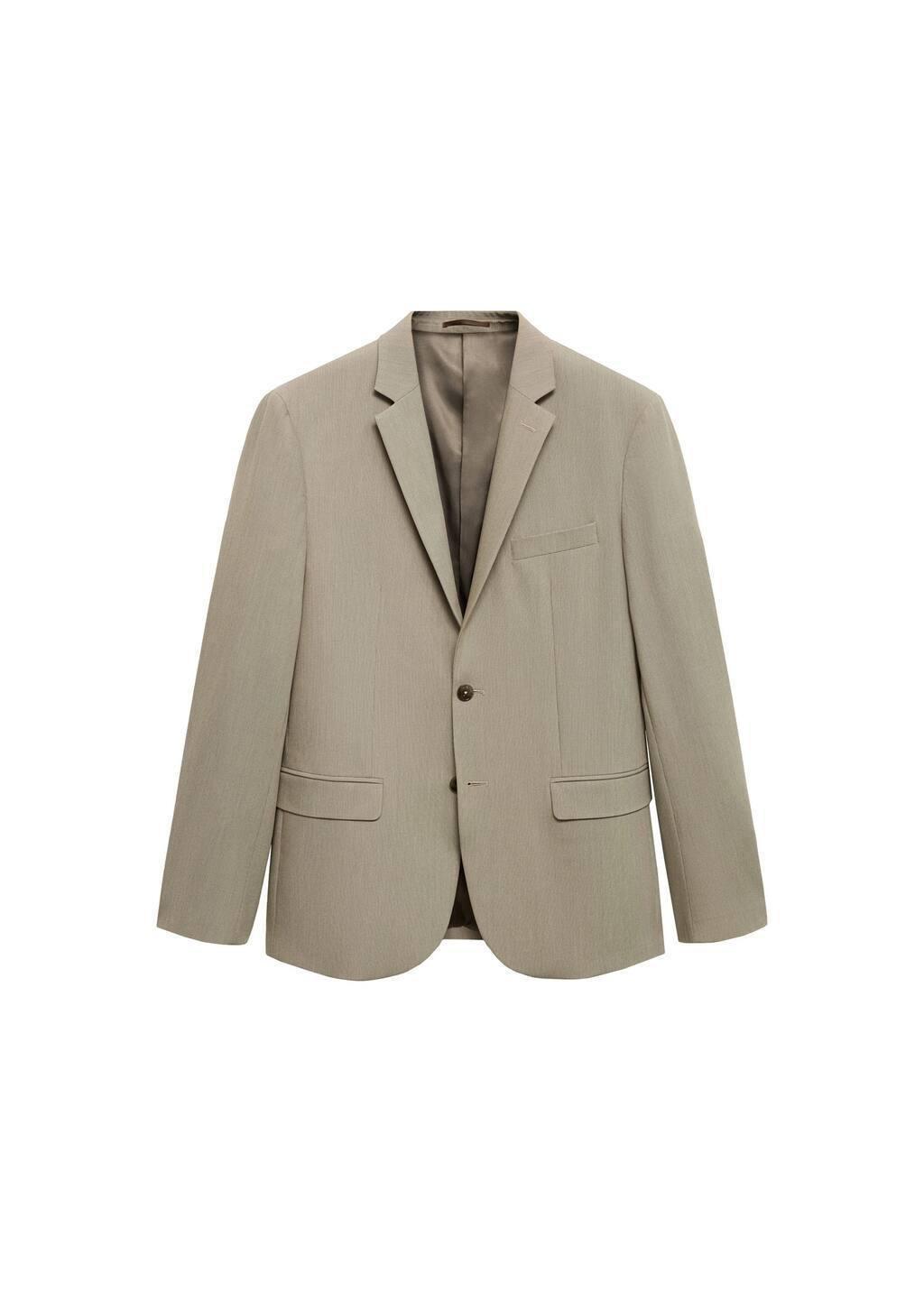 Beige Plain Suit Blazer, , large image number 3