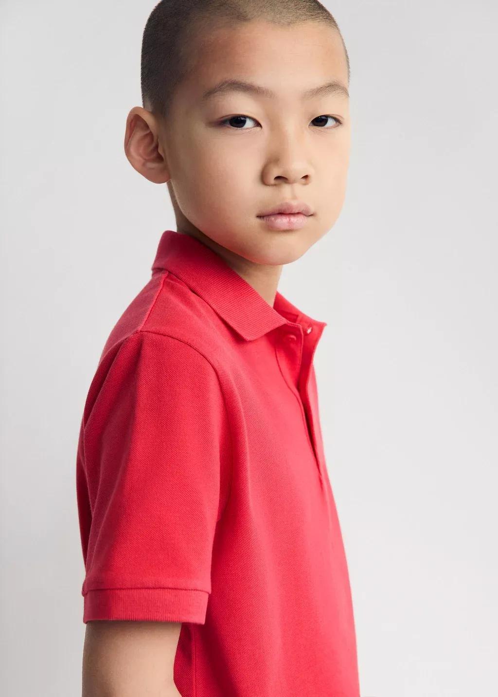 Red Short-Sleeved Cotton Polo Shirt, Kids Boy, , large image number 1