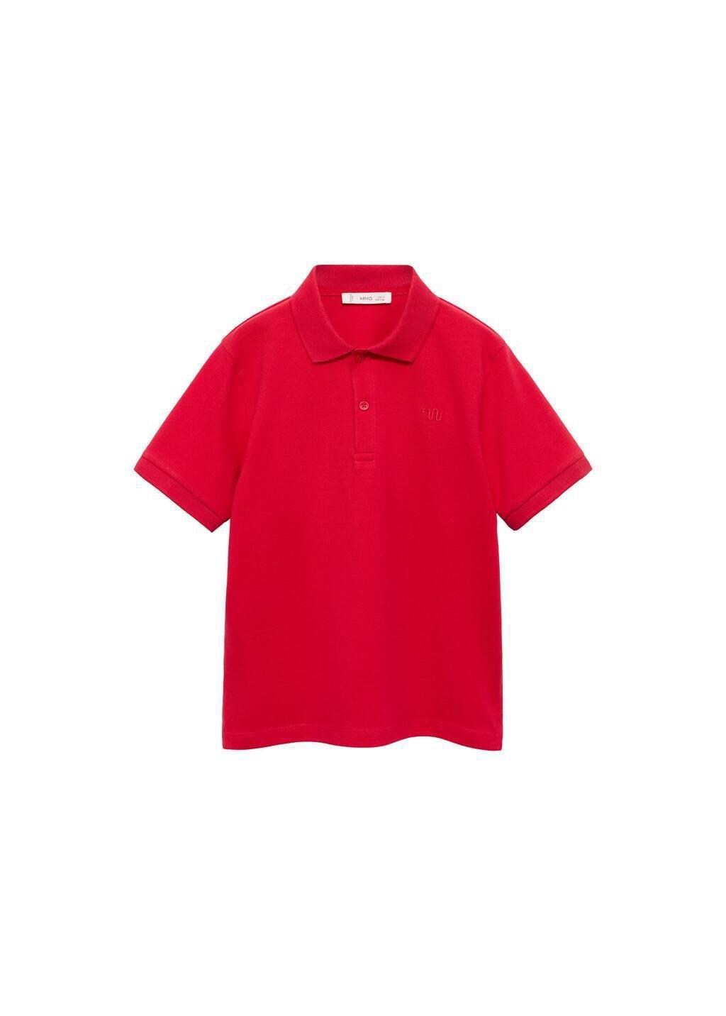 Red Short-Sleeved Cotton Polo Shirt, Kids Boy, , large image number 3