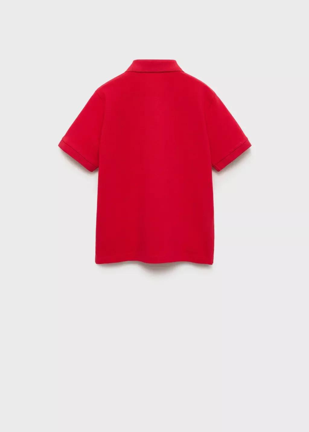 Red Short-Sleeved Cotton Polo Shirt, Kids Boy, , large image number 5