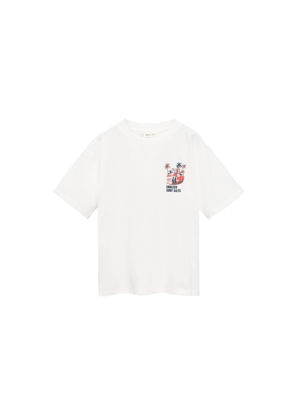 White Surf Printed T-Shirt, Kids Boy, , medium