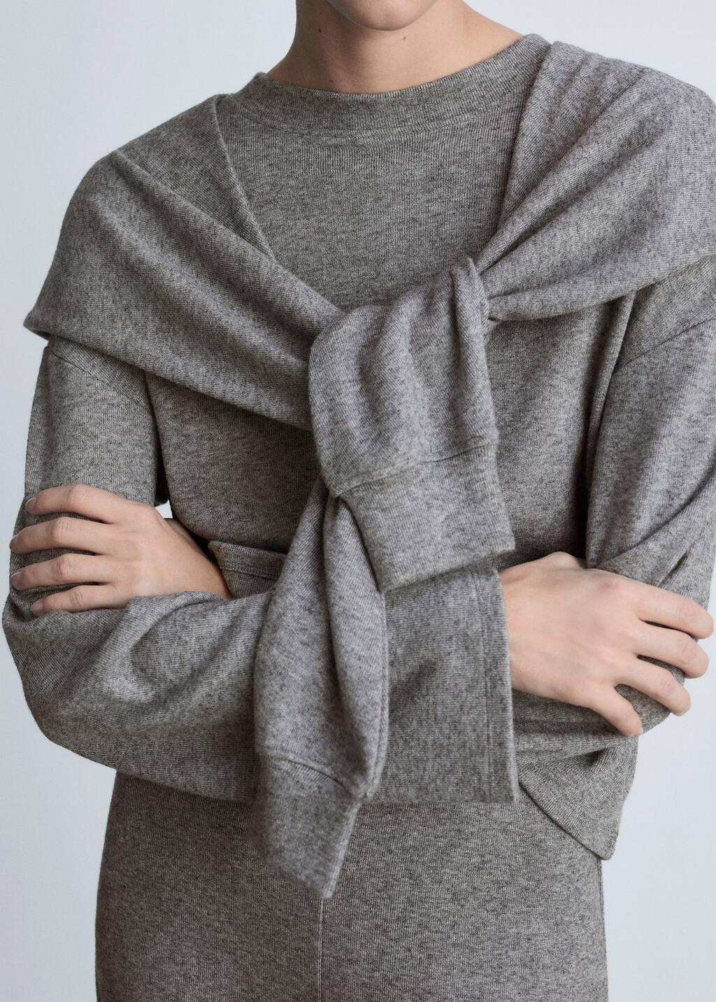 Grey Sweatshirt With Decorative Sleeve, , large image number 2