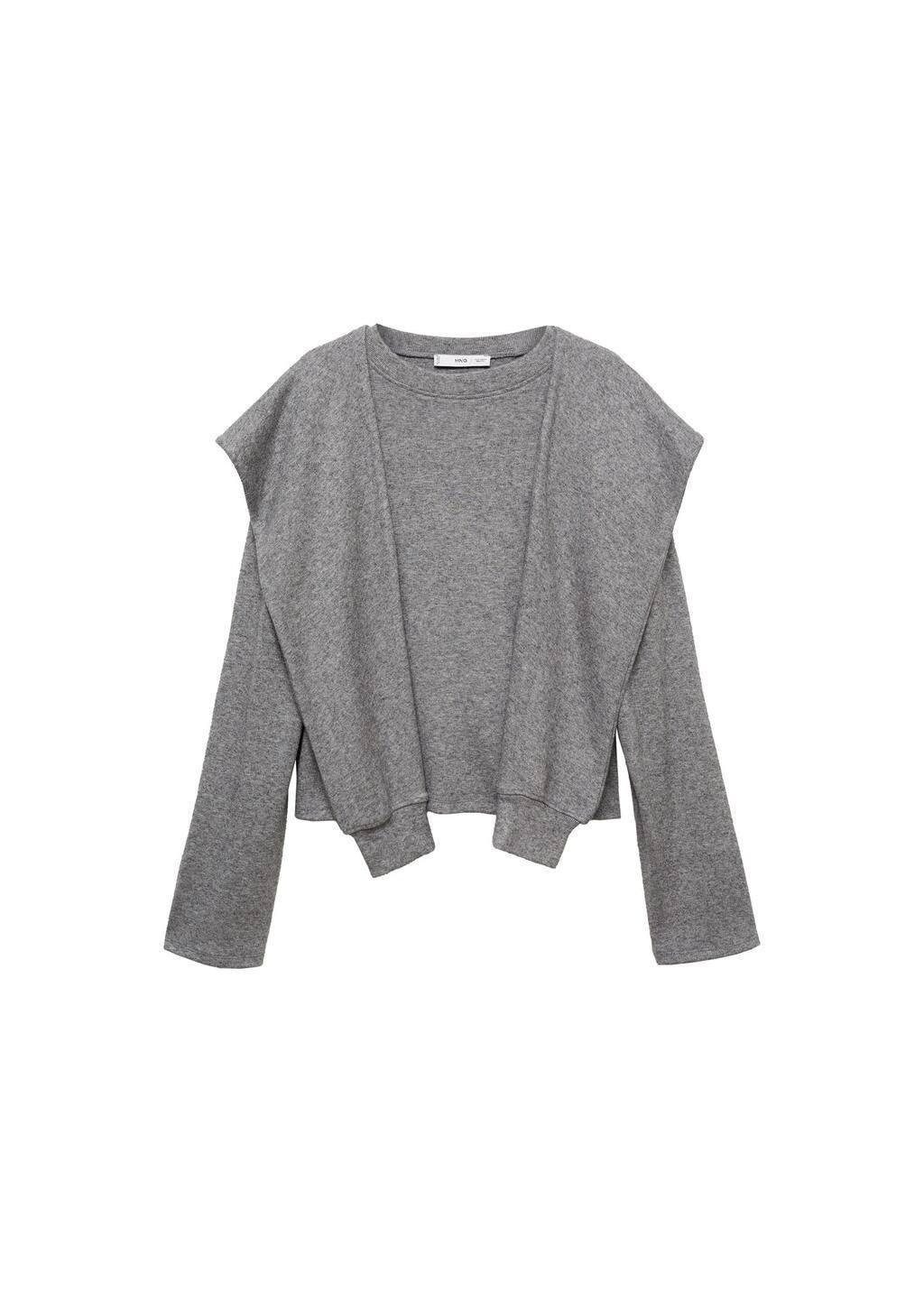 Grey Sweatshirt With Decorative Sleeve, , large image number 3