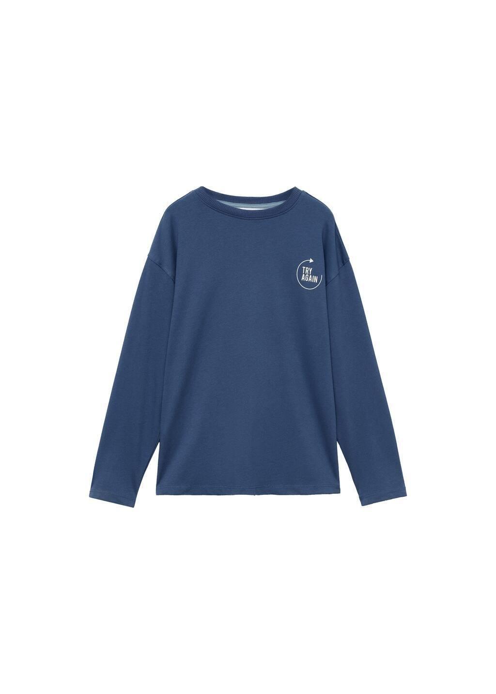 Blue Message Cotton T-Shirt, Kids Boy, , large image number 3
