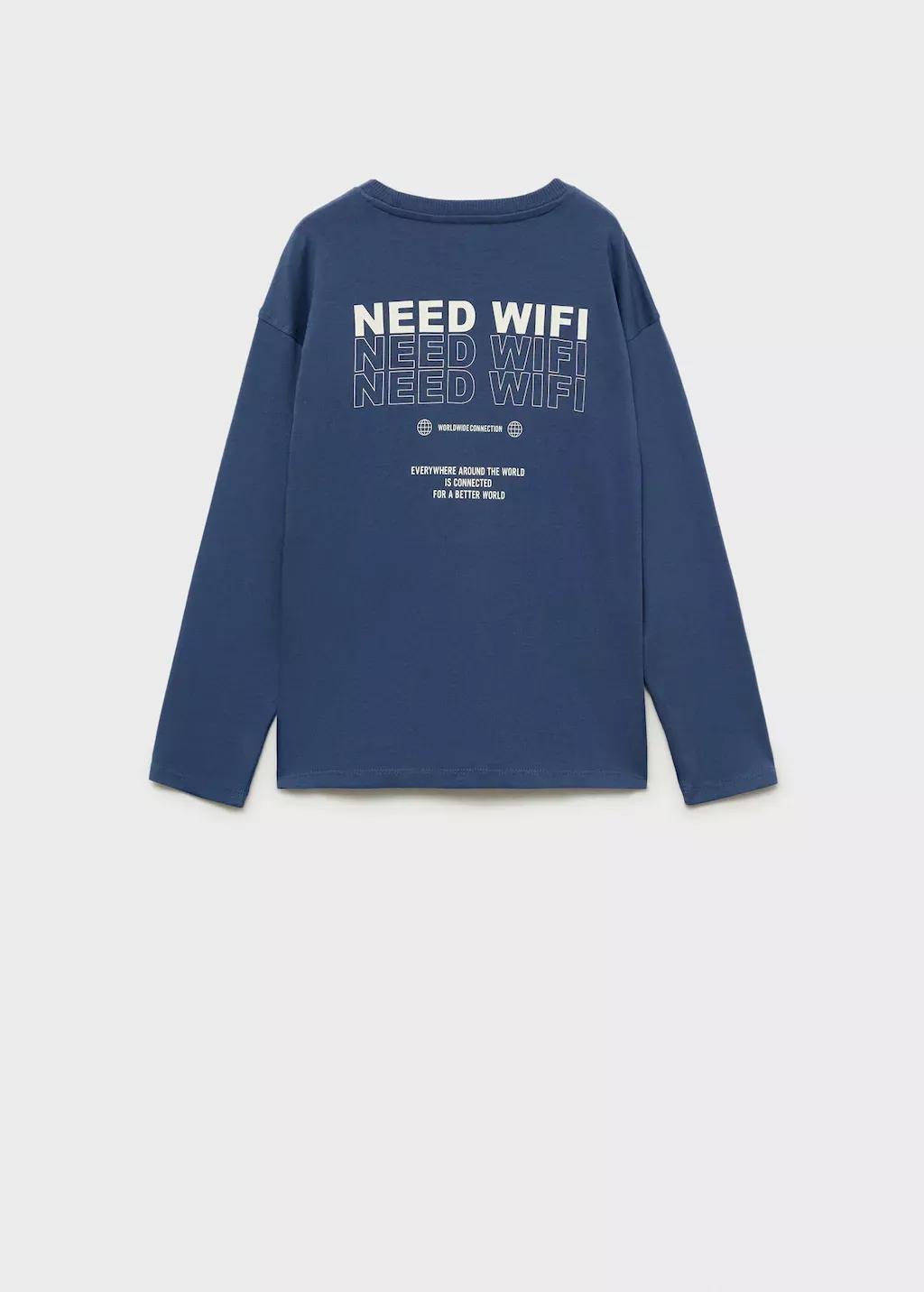 Blue Message Cotton T-Shirt, Kids Boy, , large image number 4