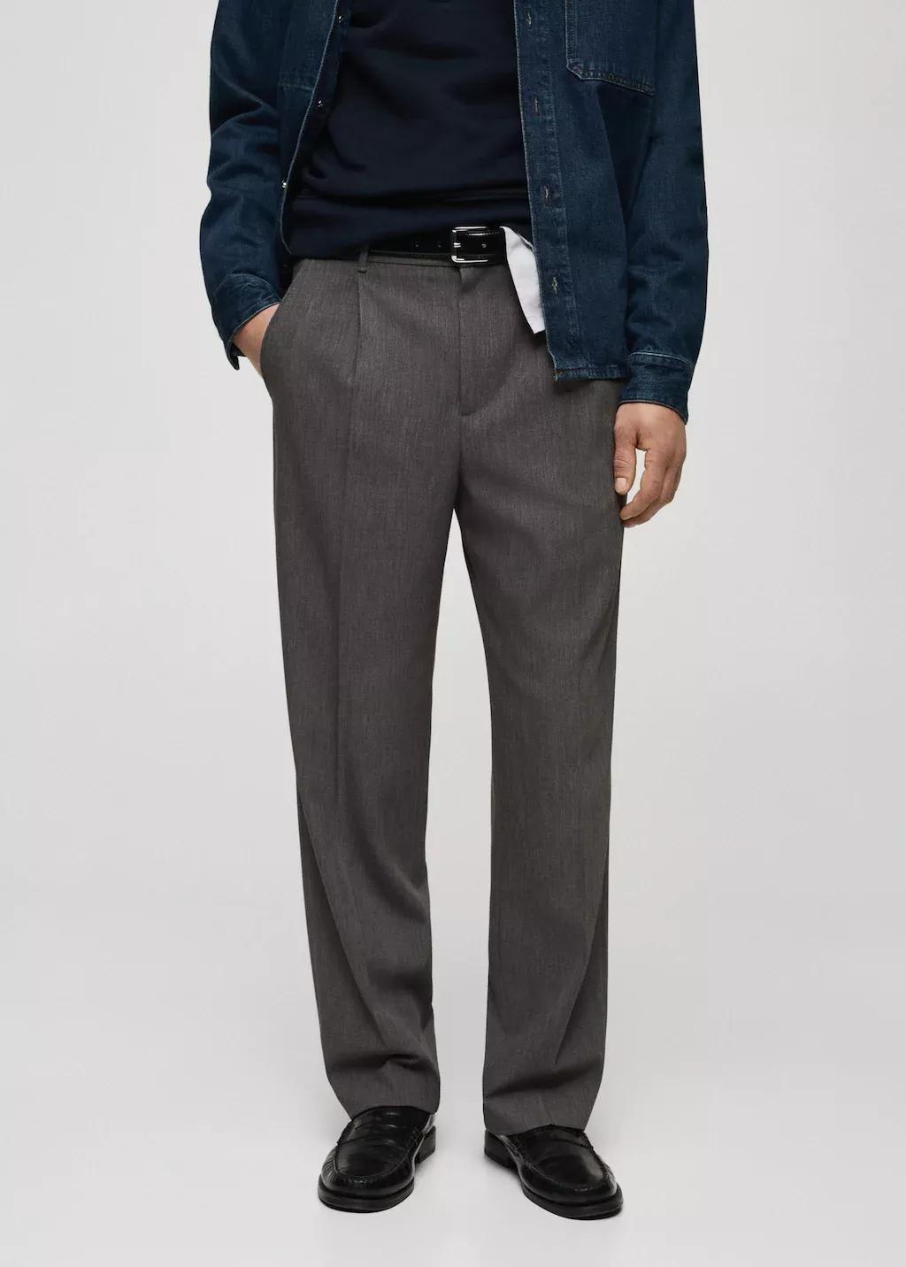 GREY Straight-fit pleated trousers, , large image number 0