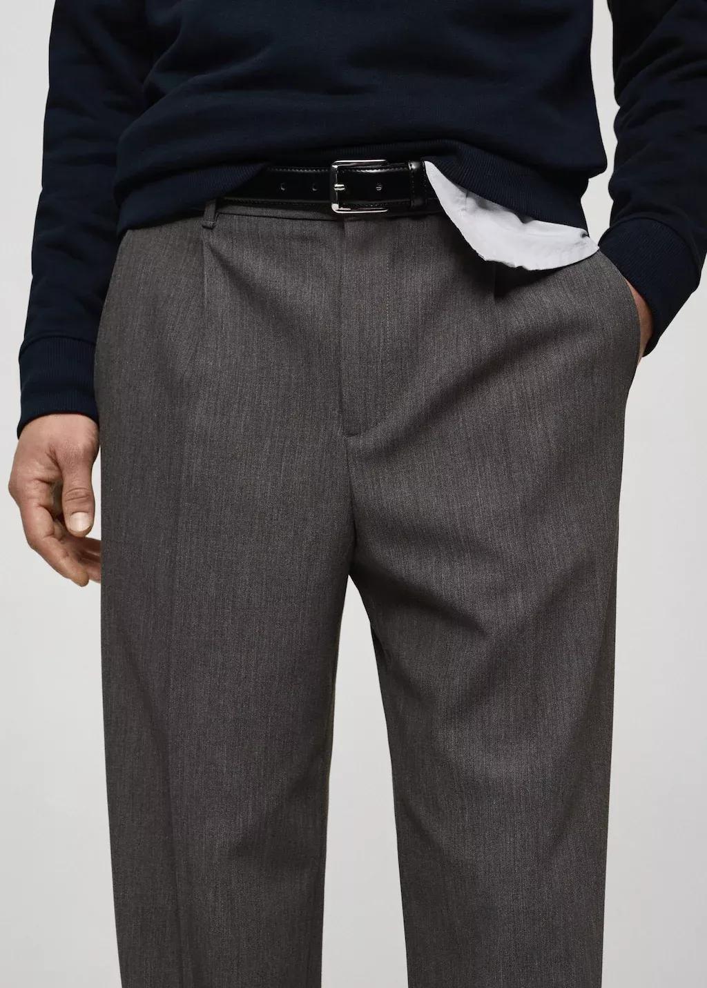 GREY Straight-fit pleated trousers, , large image number 1