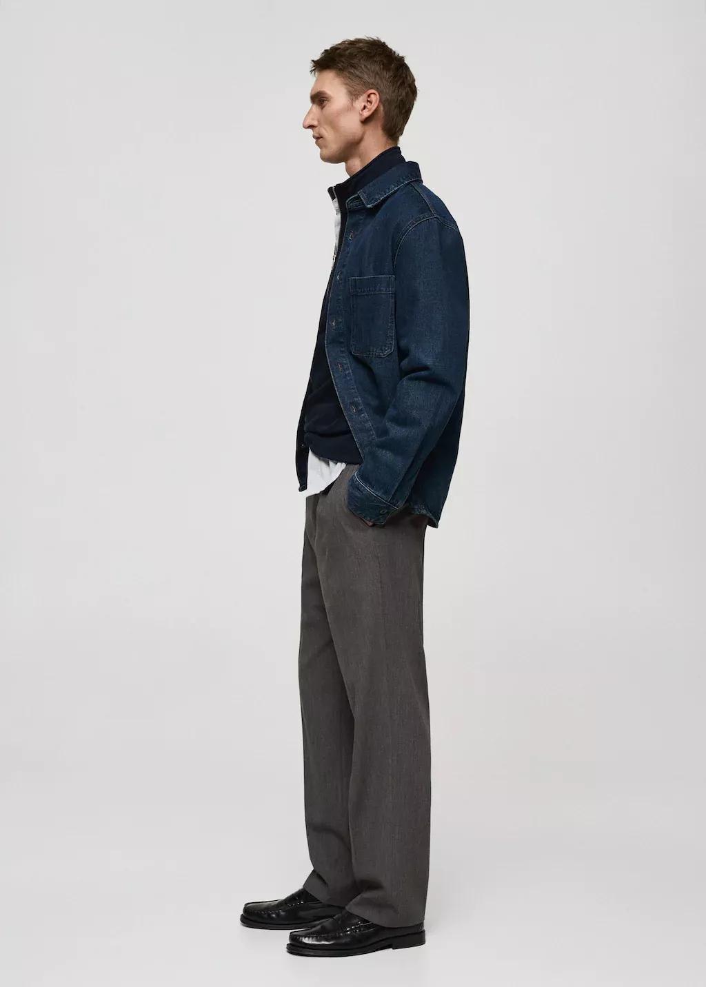 GREY Straight-fit pleated trousers, , large image number 4