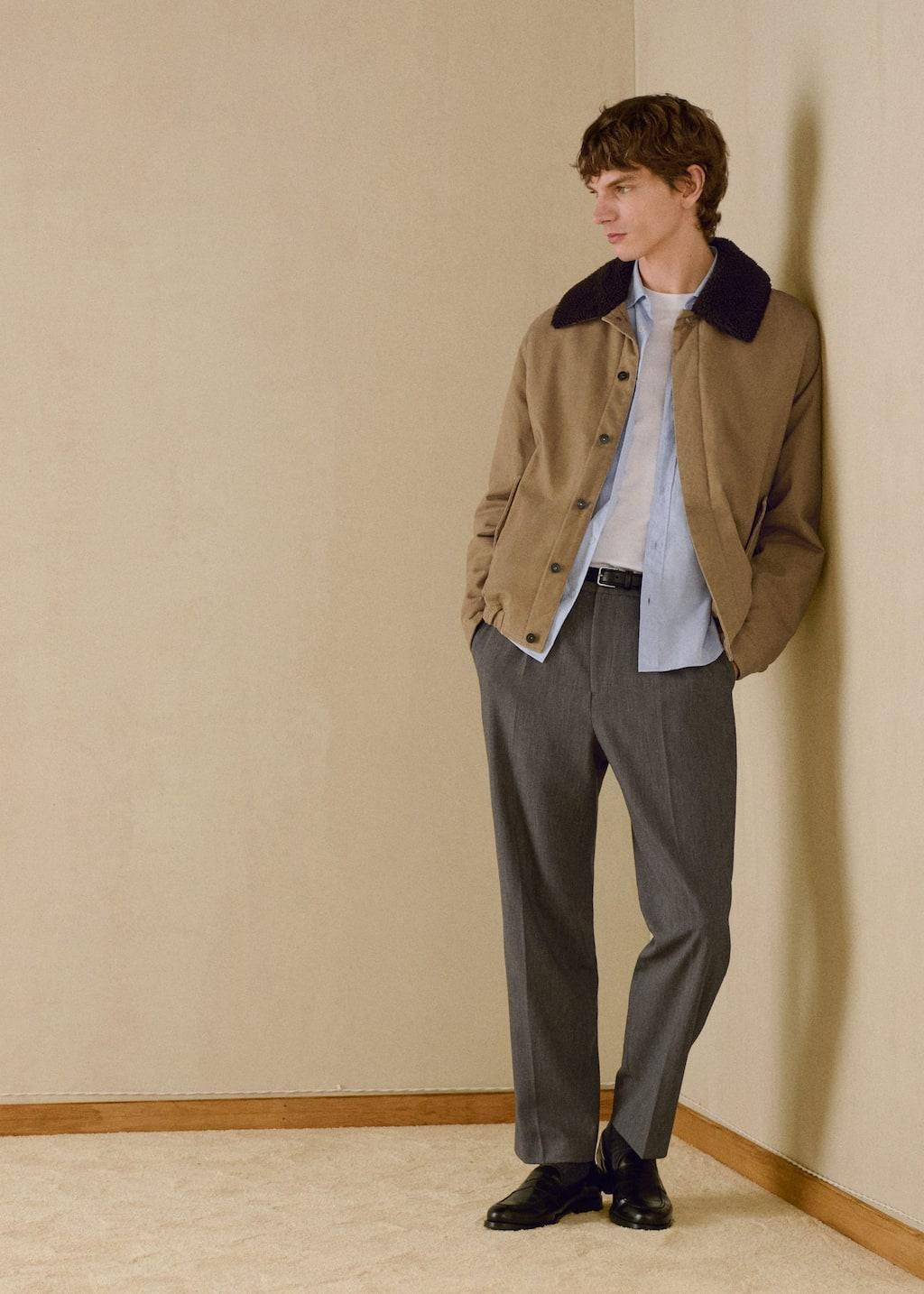 GREY Straight-fit pleated trousers, , large image number 6