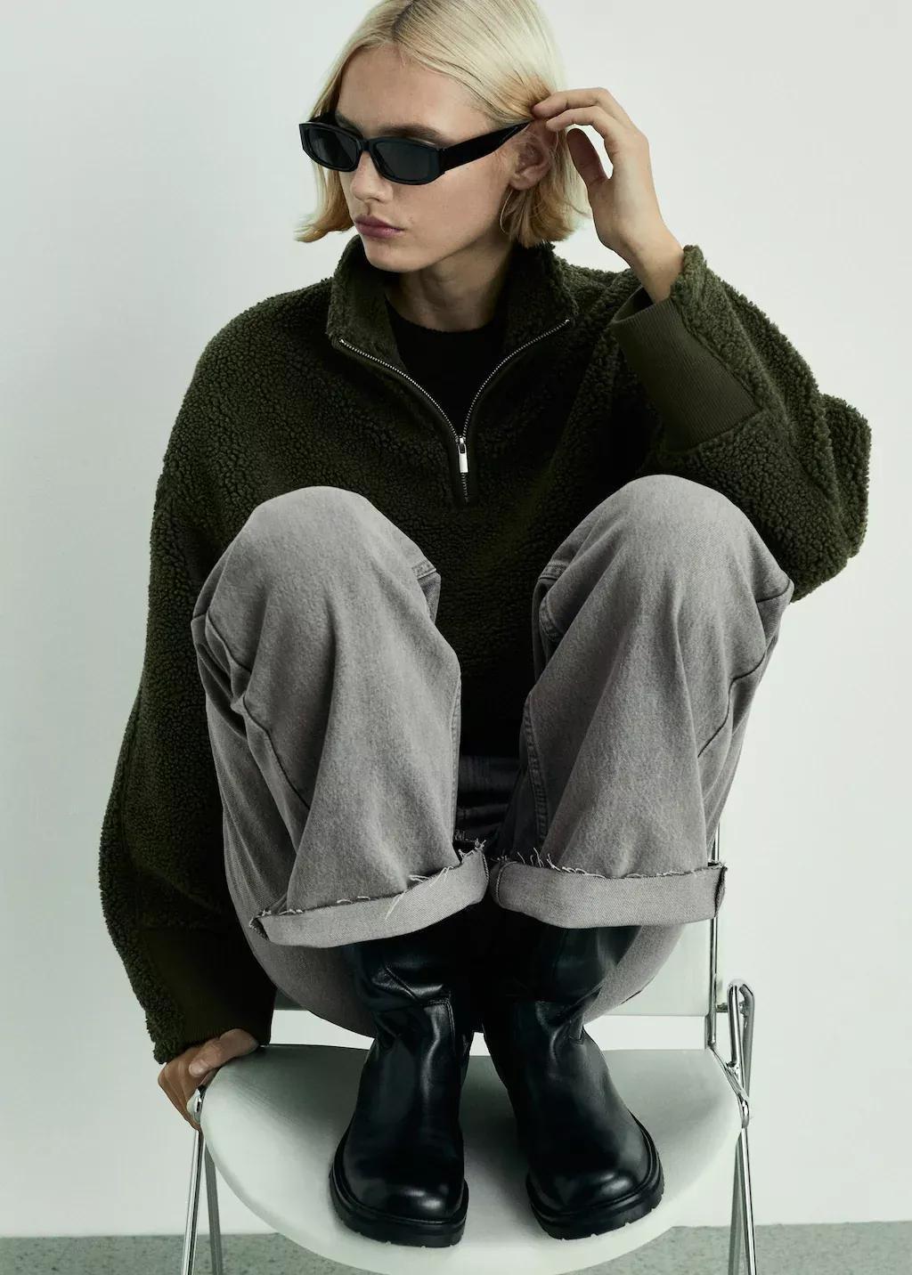 Grey Mid-Rise Wideleg Jeans, , large image number 2