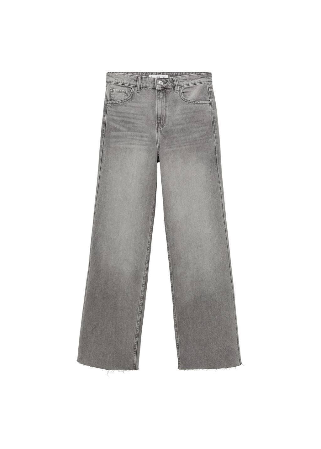 Grey Mid-Rise Wideleg Jeans, , large image number 3