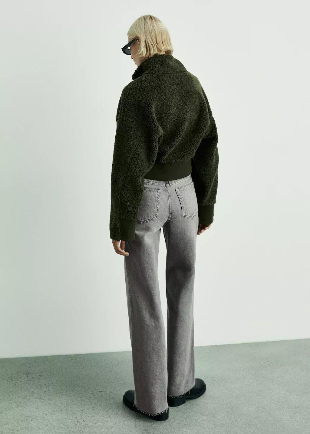 Grey Mid-Rise Wideleg Jeans, , large image number 5