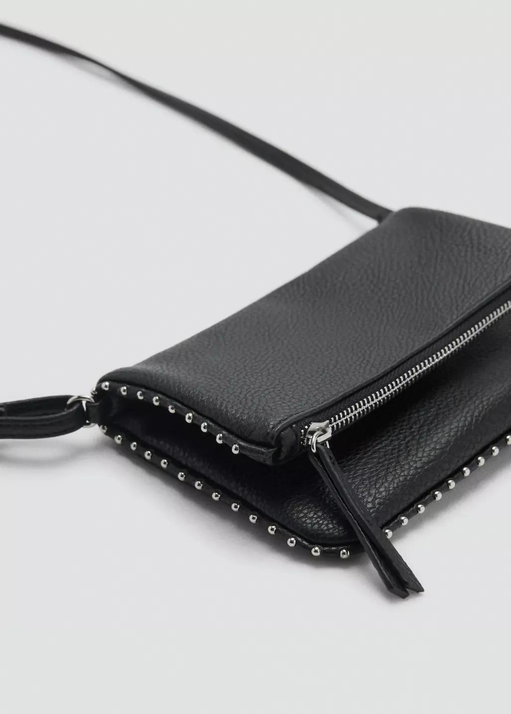 Black Stud Cross Body Bag, Kids Girl, Black, large image number 1