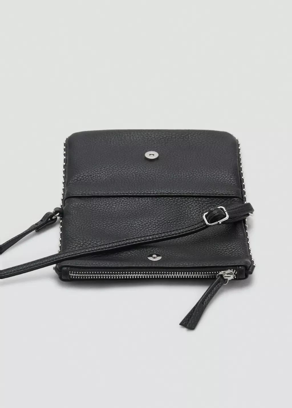 Black Stud Cross Body Bag, Kids Girl, Black, large image number 2