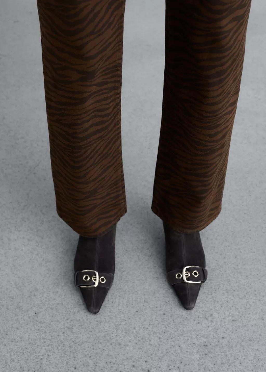DARK BROWN Zebra-print straight-fit jeans, , large image number 1