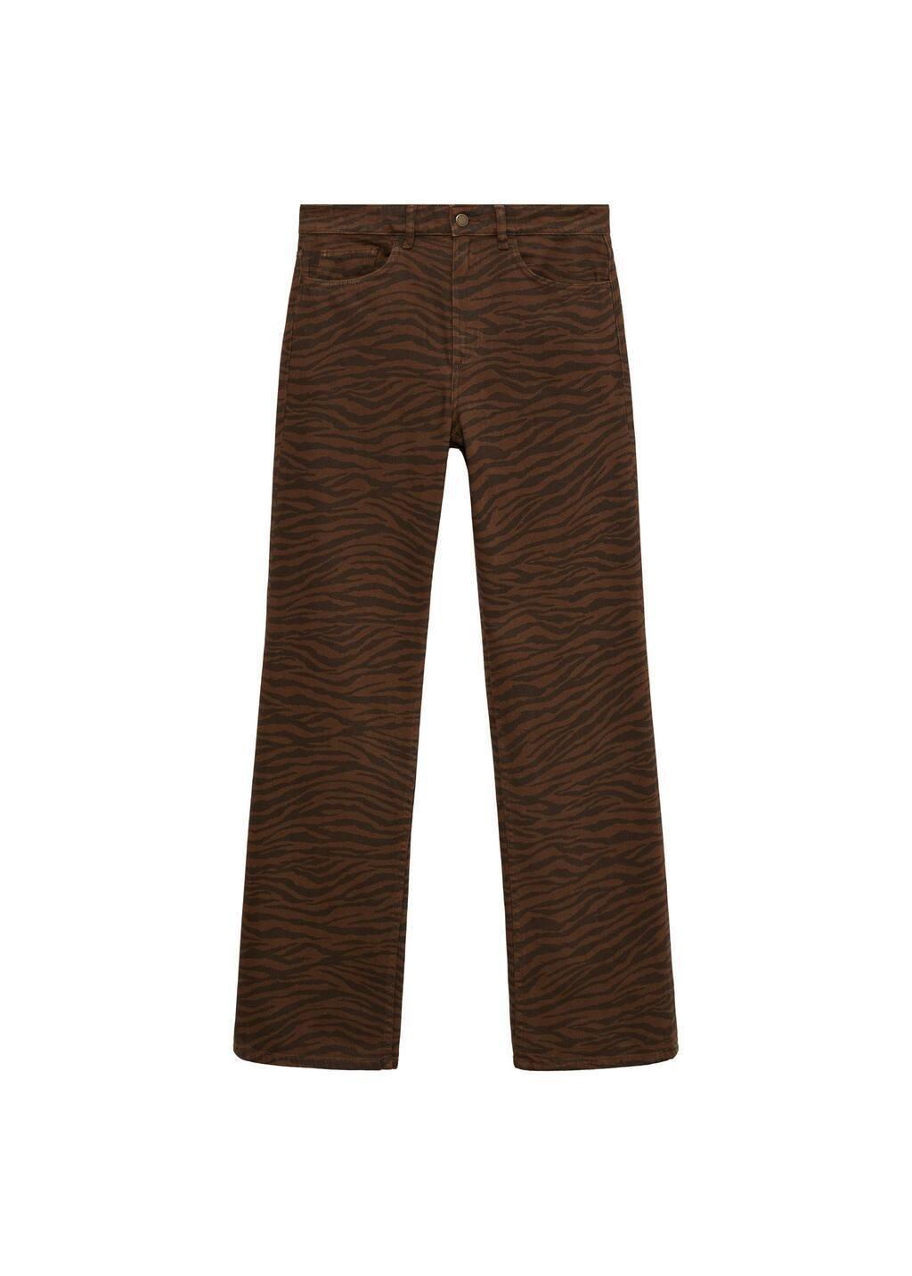 DARK BROWN Zebra-print straight-fit jeans, , large image number 3
