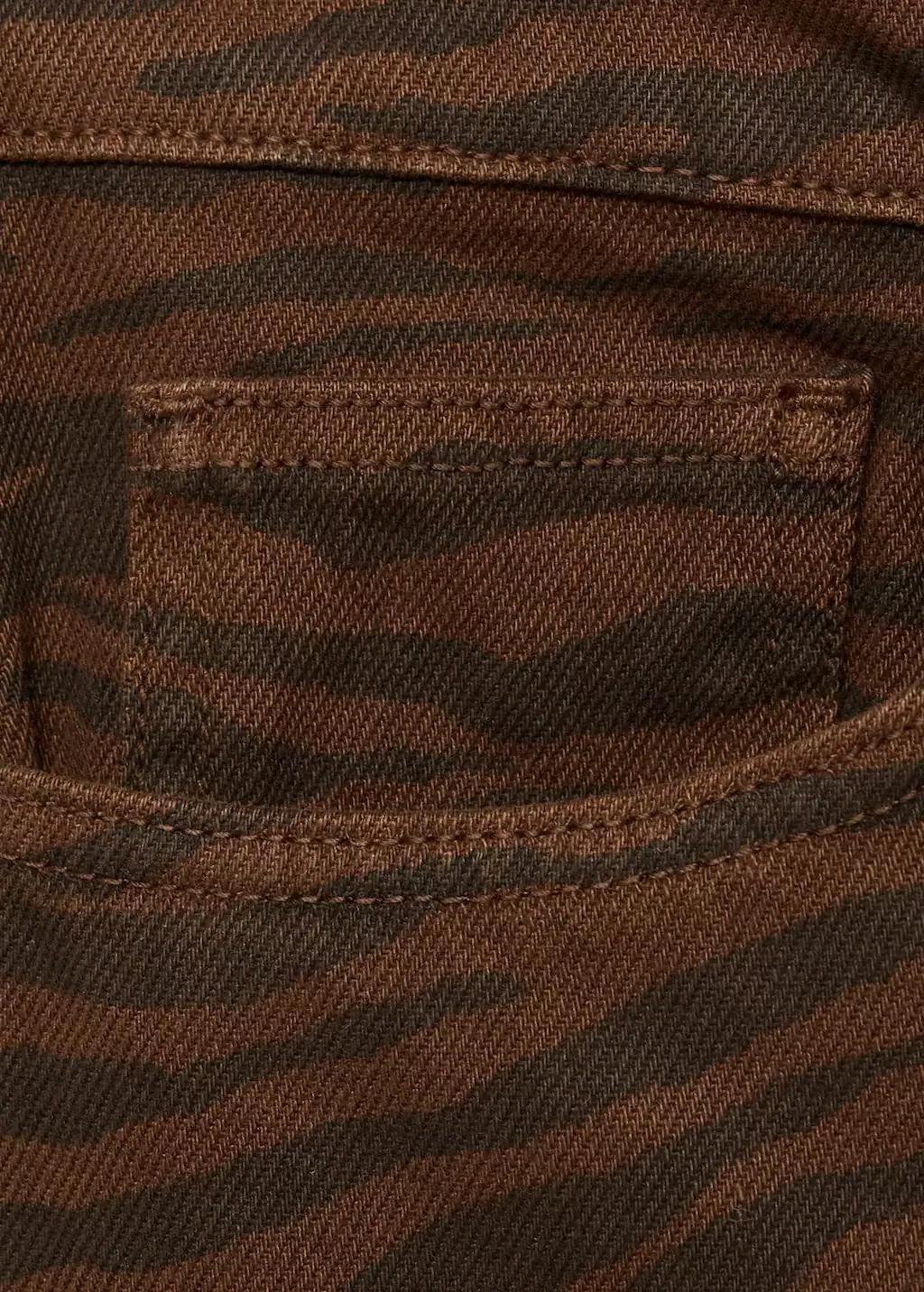 DARK BROWN Zebra-print straight-fit jeans, , large image number 4